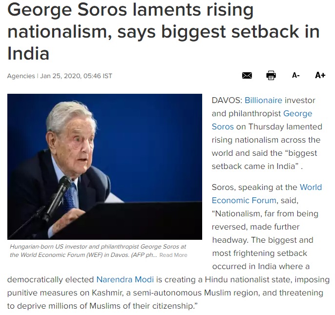 Soros- 'Most frightening rise of nationalism in India'