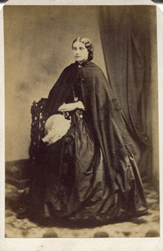 Victorian women’s fashion saw a variety of silhouettes. Big skirts used stiffened/structured petticoats to make the waist look smaller. By the mid-1850s hooped skirts or crinoline cages were used instead. This continued into the early 1860s [KLNTY2020.99 & KLNTY2020.101]. [2/20]
