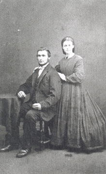 Between 1862-68 the crinoline cages, rather than being equally circular all the way round, shifted the emphasis to the back of the dress, as can be seen in KLNTY2020.130, KLNTY2020.166 & in the 1866 wedding photo of Northenders Thomas Senter & Elizabeth Bone [TY2007.6651]. [3/20]