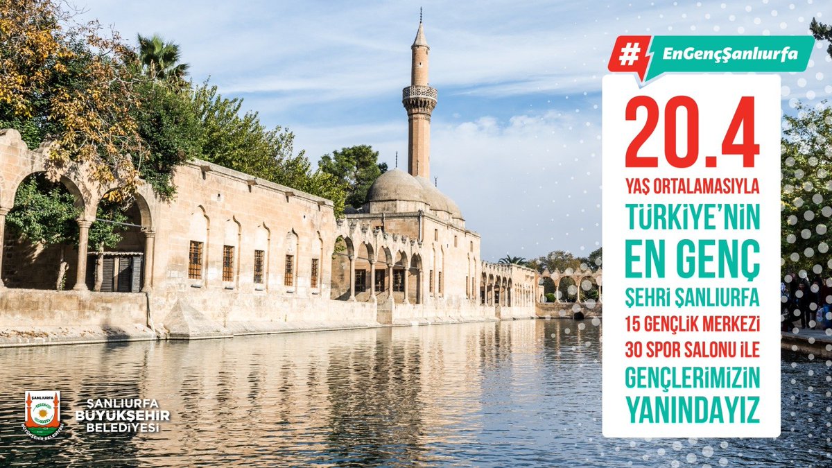 20,4 yaş ortalamasıyla Türkiye'de birinciyiz. En genç şehir Şanlıurfa🤟🏻

Gençler için üretmeye ve onları önceleyen projeler üretmeye devam edeceğiz.