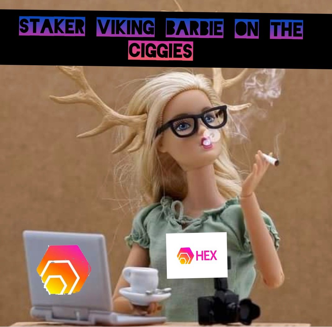 3. Staker viking  #Hexican barbie, she likes to watch discourse Syndicate and have a ciggie while she stakes out some  #HEX