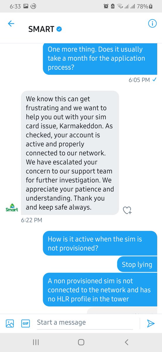 karmakeddon's tweet photo. @LiveSmart Tell me. How is a non provisioned sim active? Stop lying to your subscribers. We aint stupid. All I needed was to get my postpaid sim provisioned. Not this kind of reply. @iamMVP https://t.co/MCEIH3MBhE