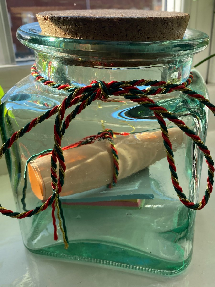 This is a gratitude jar we keep in the office. Moments when we have smiled, laughed, those challenging days, and the moments that made us proud. Then can reflect at the end of the year on what we have accomplished.😀