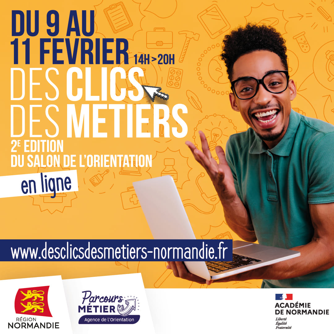 🖱 [LES MÉTIERS DU NOTARIAT À PORTÉE DE CLIC]
Du 9 au 11 février, retrouvez les métiers du notariat à l’occasion du #SalonOrientationNormandie en ligne.
➡ Pour en apprendre plus 👉 desclicsdesmetiers-normandie.fr #DesClicsDesMetiers