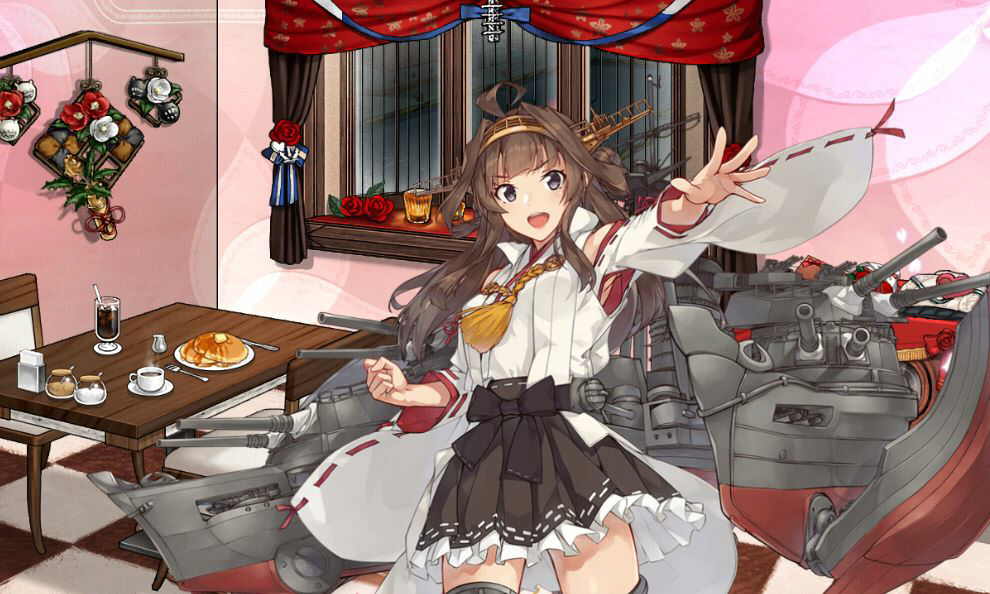 バレンタイン家具に更新～。特注チェストがよく見えないから中破になってもらったけど、戦艦だとこのタイプなのかな?しかし何度見ても改二丙の中破は落ち着かん…ぱんつ… 