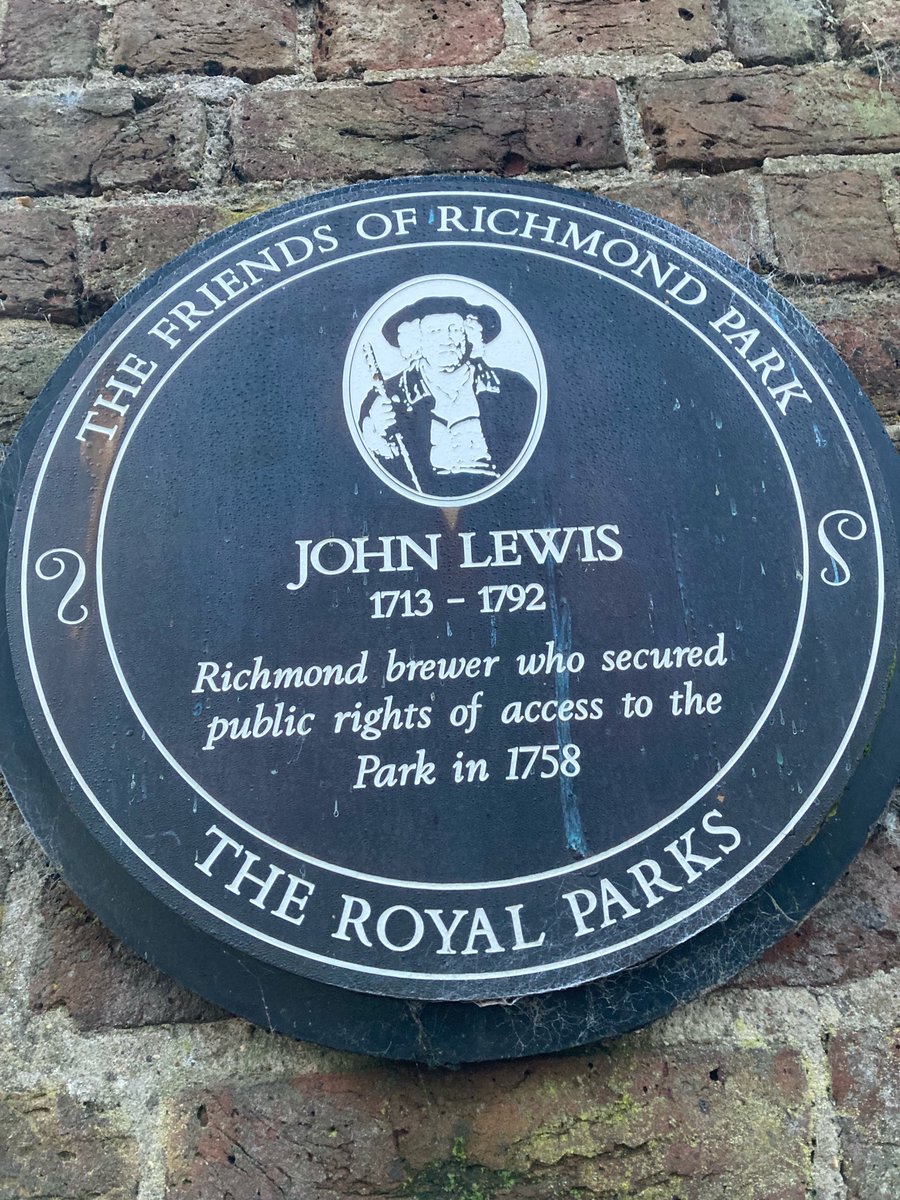John Lewis became a local celebrity, his portrait gracing many  #Richmond walls, an annuity organised him when in later years he fell on hard times, and later, this memorial on the very Gate in  #Sheen where he was refused entry.