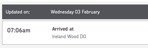 UnshakeableSalt's tweet photo. Another @RoyalMail failure. 
Surely it is fraud when you consistently get paid for next day delivery &amp; then keep parcels 1 mile away for another 2 days.  This has already missed Fridays delivery, your round never comes on a Saturday so this will be Monday then ? https://t.co/X6XwyzS58X