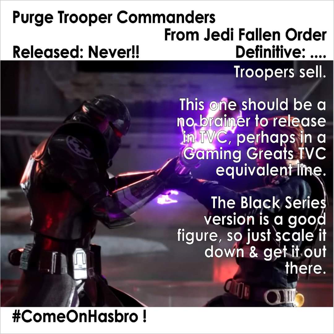 ToysJedi's tweet photo. #ActionFigureOfTheDay #PurgeTrooperCommanders from #JediFallenOrder #NotMade. Troopers sell. This should be a no brainer to release in TVC, perhaps in a Gaming Greats TVC equivalent. The Black Series version is a good figure, so just scale it down & get it out there #ComeOnHasbro https://t.co/IfQbMXdqT4