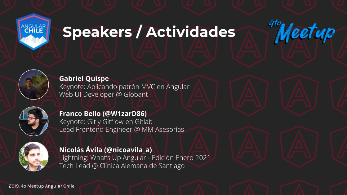 angularChile's tweet image. Nuestras charlas hoy están increíbles ✨. No se pierdan nuestro meetup hoy de 19:00 - 21:00hrs (GMT-3) meetup.com/Angular-Chile/…