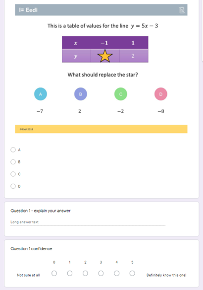 Option 2: Google Forms or Microsoft FormsYou can really quickly use your saved question images to create a multiple choice quiz. Once you have done it once, you can just replace the images.I added an explanations and confidence score box https://docs.google.com/forms/d/e/1FAIpQLSfhRPTCgcoy_53pOGz3PtGTRYTLohGQ-SS6t7J8Tc2XqDZhXg/viewform?usp=sf_link