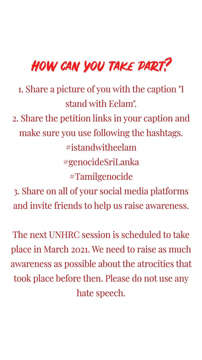 pyrawy's tweet photo. I have started this campaign in the hope that we can get a larger reach before the @UNHumanRights meets in March 2021. Please help me spread the word.
#istandwitheelam
#GenocideSriLanka
#tamilgenocide https://t.co/bQTaCBCYVT