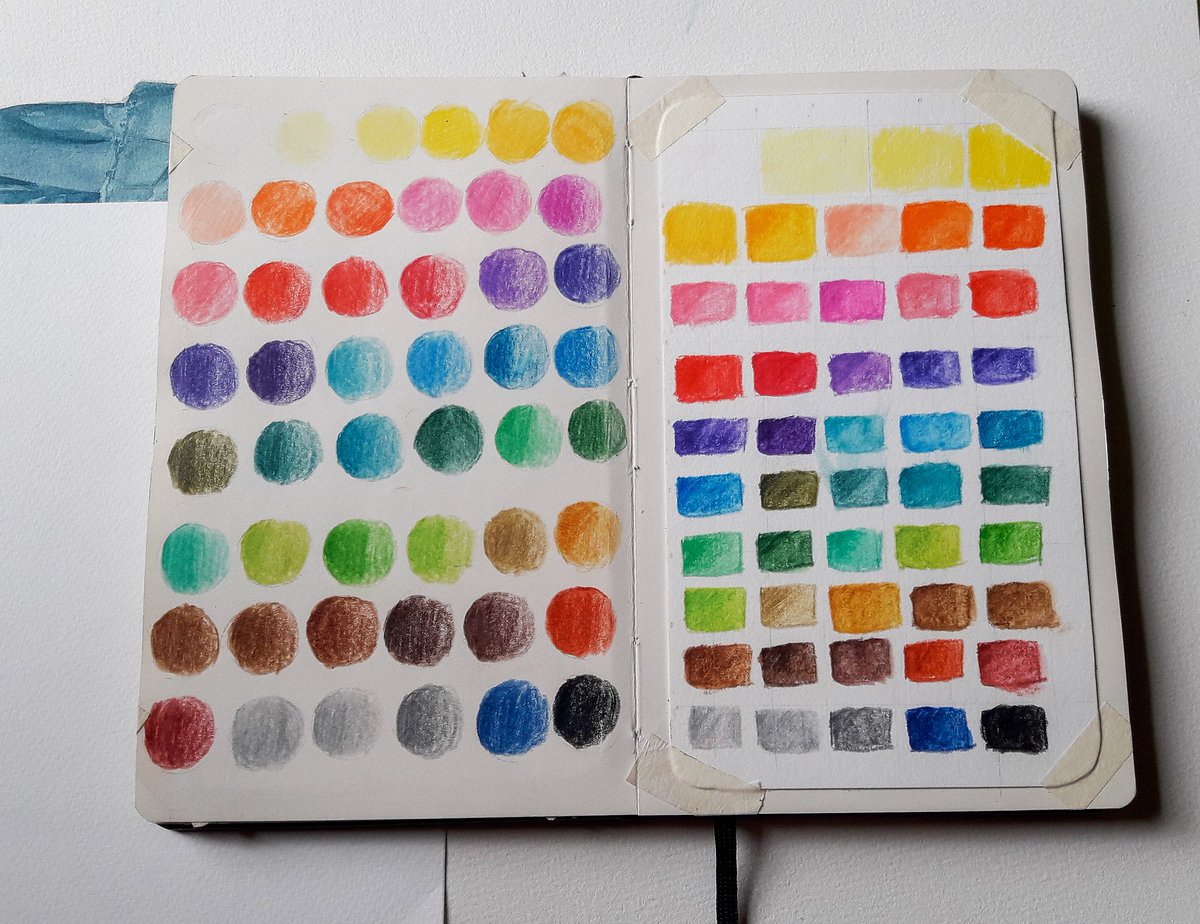 Aku udah tulis caption di fotonya yah. Isi 48 batang dan perbandingan versi pensil dan versi watercolornya.