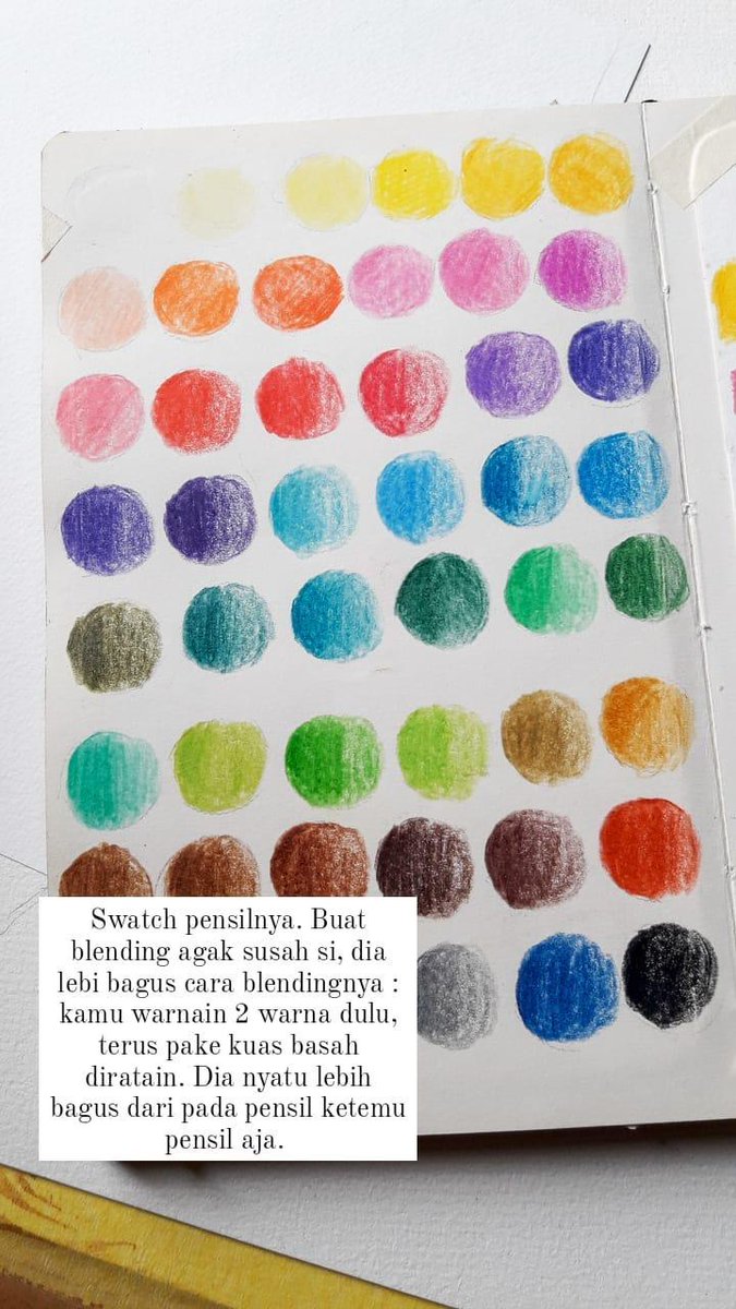 Aku udah tulis caption di fotonya yah. Isi 48 batang dan perbandingan versi pensil dan versi watercolornya.