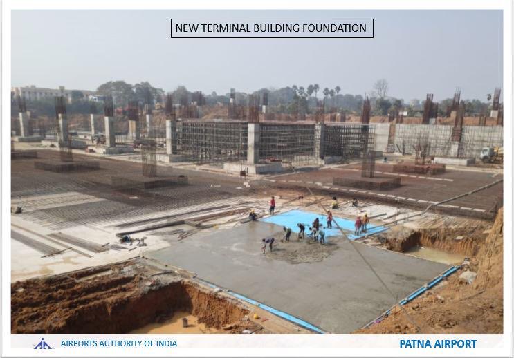 aaipatairport's tweet photo. As part of development of #Patna Airport, construction of New Terminal Building having annual passenger handling capacity of 8.0 million and peak hour passenger handling capacity of 3000 is in progress. The new infrastructure is likely to be ready by 2023.@AAI_Official https://t.co/sBsjHPrP0B