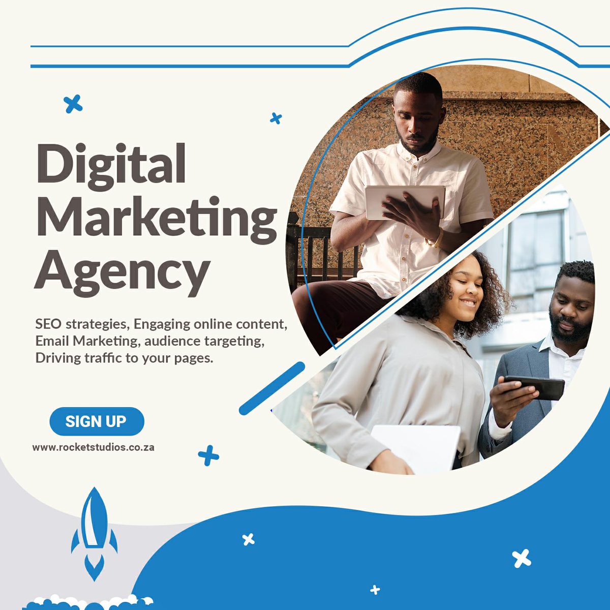 Rocket Studios offers you result driven, focused and accelerated marketing solution! 

Have a chat with us about what we can do for you. 
Info@rocketstudios.co.za

#rocketstudios #digitalmarketing #brandawareness #graphicdesign #websitedesign #webmarketing #socialmediamarketing