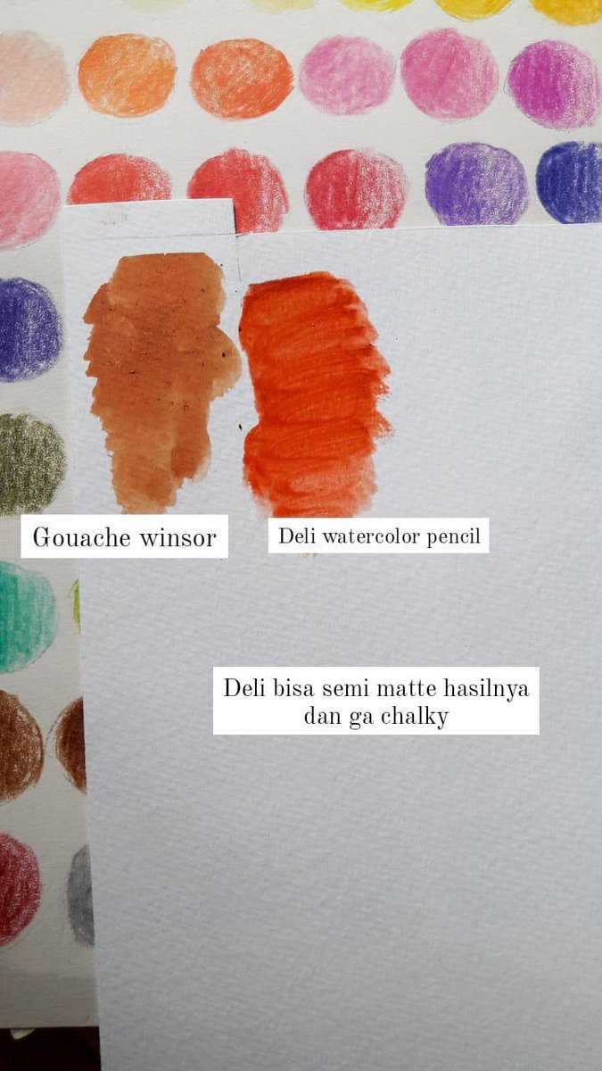 Aku udah tulis caption di fotonya yah. Isi 48 batang dan perbandingan versi pensil dan versi watercolornya.