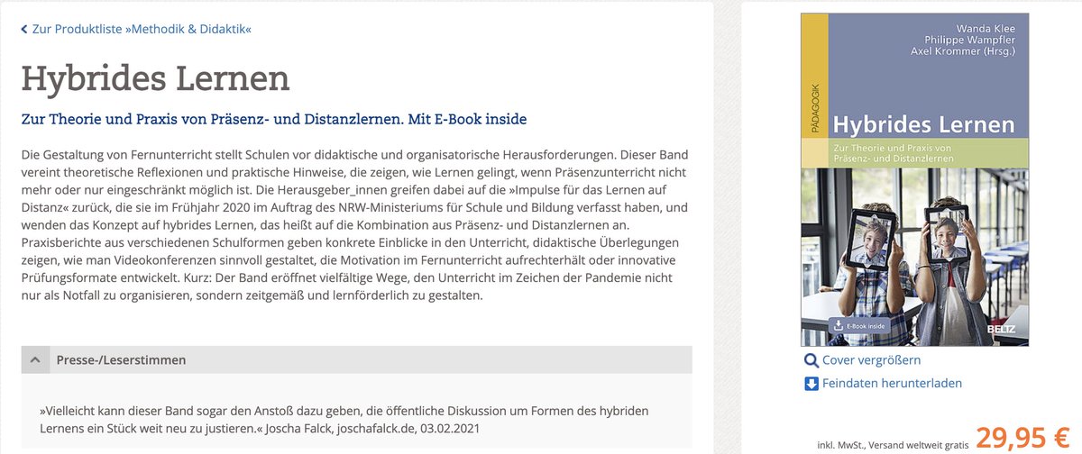 Neues Buch zusammen mit <a href="/wandaklee/">Wanda Klee - NRW</a> &amp; @mediendidaktik_ : 
»Hybrides Lernen«
Ist aber sofort verfügbar. beltz.de/fachmedien/pae… #digifernunterricht