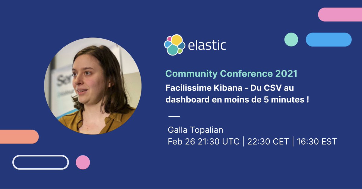 📣 Retrouvez @galla_top à la conférence #ElasticCC le 26 Février pour son sujet "Facilissime Kibana - Du CSV au dashboard en moins de 5 minutes !". ➡️ Inscriptions : community.elastic.co/e/mmhfma/