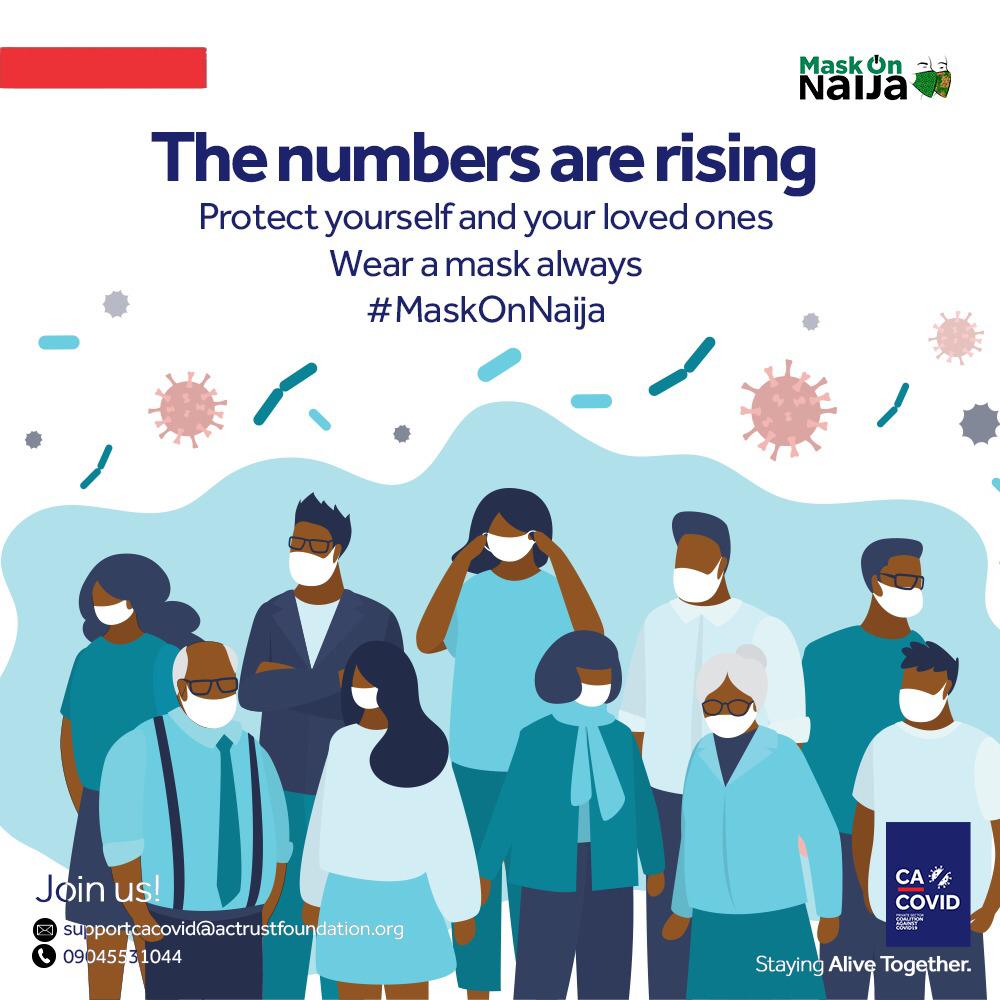 Make it a daily habit to wear a mask to avoid being infected with COVID-19. Stay responsible, by protecting yourself, and your loved ones. Stay masked, Stay safe. #CACOVID #StayingAliveTogether #MaskOnNaija