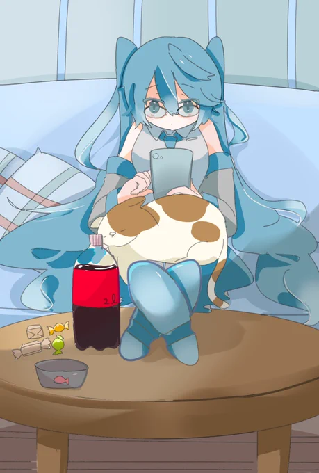 ミクさん マスターのスマホを触る 