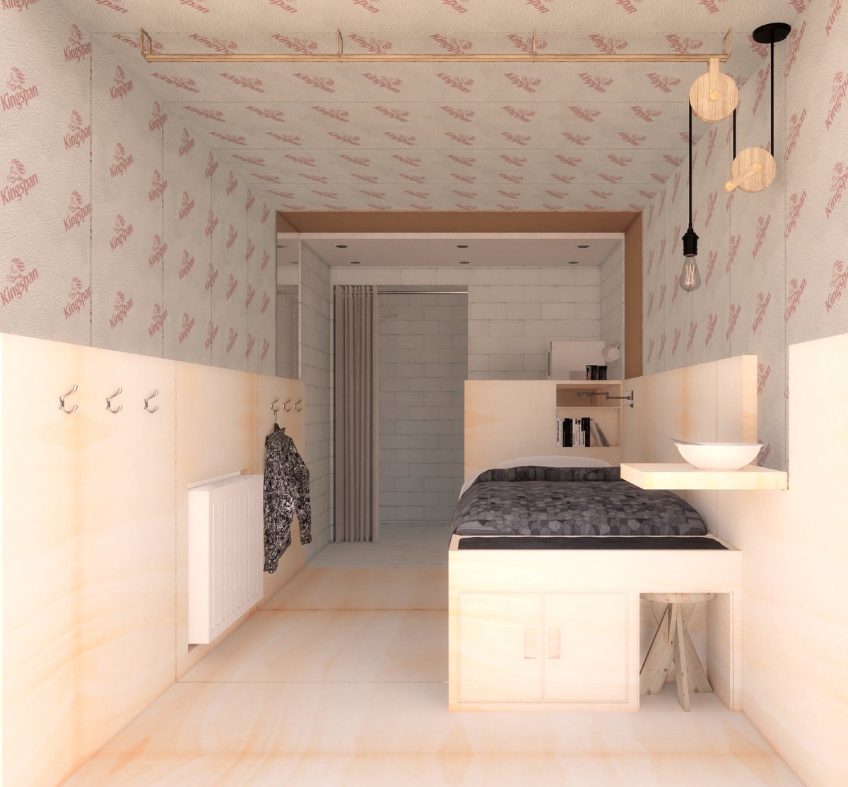 This design looked to repurpose used shipping containers into one bed units for the homeless, creating a much needed base and shelter. They can be clustered around a shared communal space where residents can learn new skills. Take a look around here: bit.ly/2MCFcRx