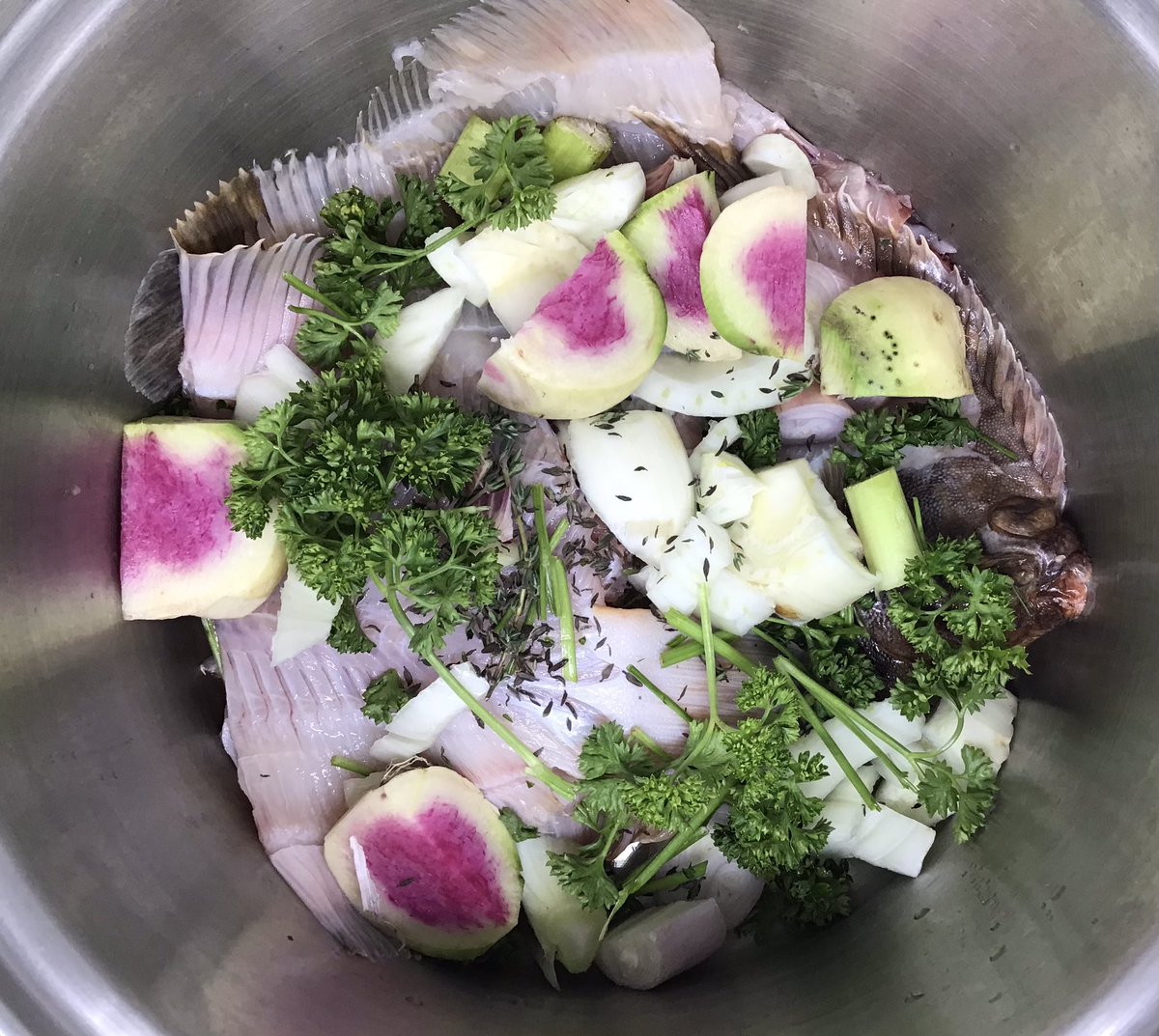 We are mucho excited about today’s Dish of the Day.  Bouillabaisse conjured up using home made fish stock. Thanks to <a href="/EddiesEdinburgh/">EddiesEdinburgh</a> for the bones to make fresh stock. Can’t wait to sample later #eatwell #freshfish #lchf #realfood #healthylifestyle