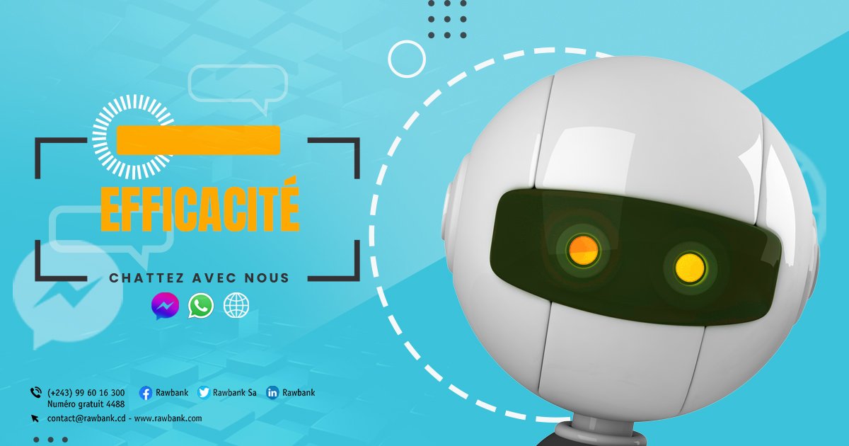 Rawbank_sa's tweet photo. Rawbot répond à toutes vos questions et préoccupations. Restez connectés! 😉
#Chatbot #Rawbot #Rawbank #RDC https://t.co/EuQpWsLioO