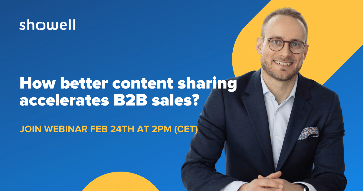 ShowellApp's tweet image. Showell CCO Aleksi Niemi will host a webinar on Feb 24th at 2pm CET about how content sharing will accelerate modern sales process.

Sign in link is in the comments.

#modernsales #salesenablement #showell #sales #marketing