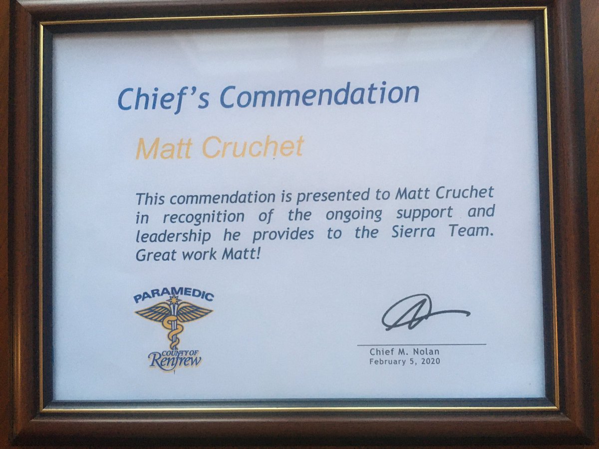 One year ago I received this commendation from  @ChiefMNolan - thanks Chief! Things kicked off with Covid right afterwards. It has been a wild 12 months for  @RenCtyParamedic  #SierraTeam These are my highlights 1/