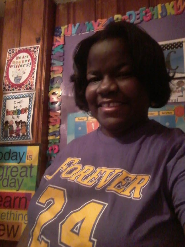 WilleenaB's tweet photo. Hatter Academy Team Spirit Day-Perfect day to wear my Kobe shirt! I remember sharing this time of loss with my Firsties last year & we "Kobed" our triggers into the can with 5 seconds on the clock after reading the poem Dear Basketball! #Mambamemories
#MambaForever
#poetrypower https://t.co/CShhs4ya2v