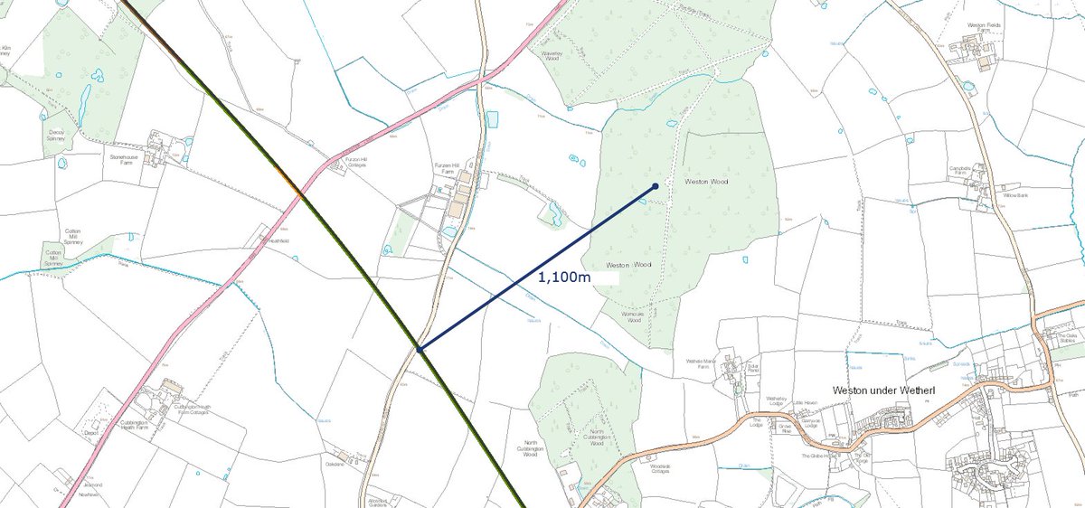 There’s also no direct impact on this wood north of Royal Leamington Spa too. It’s over 1km from the Phase 1 route.8/14