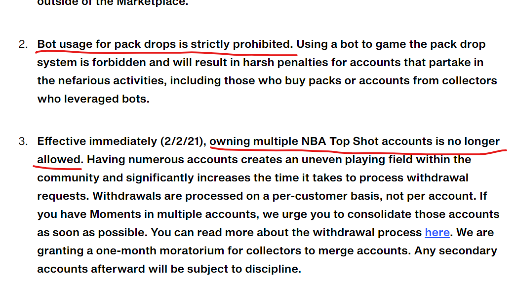 20/ BUT even this is an issue.Maybe there's bot and multiple accounts at play as NBA Top shot mention in their marketplace 'code of conduct'Also CryptoPunks has high value assets so I can understand low buyer counts.STILL, this is important in terms of community growth.