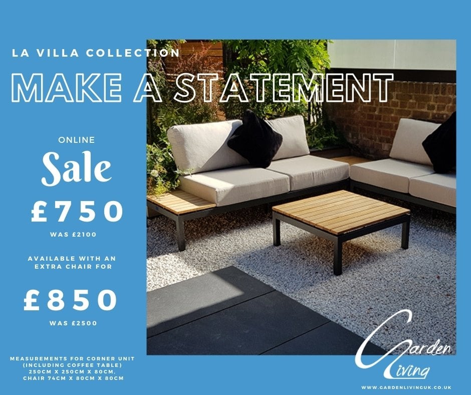 AMAZING SALE OFFER!
Make a statement in your garden this summer with the La Villa Collection. The corner suite is now just £750, down from £2100. Priced at £850 with and extra chair, down from £2500 #gardendesign #gardening #outside