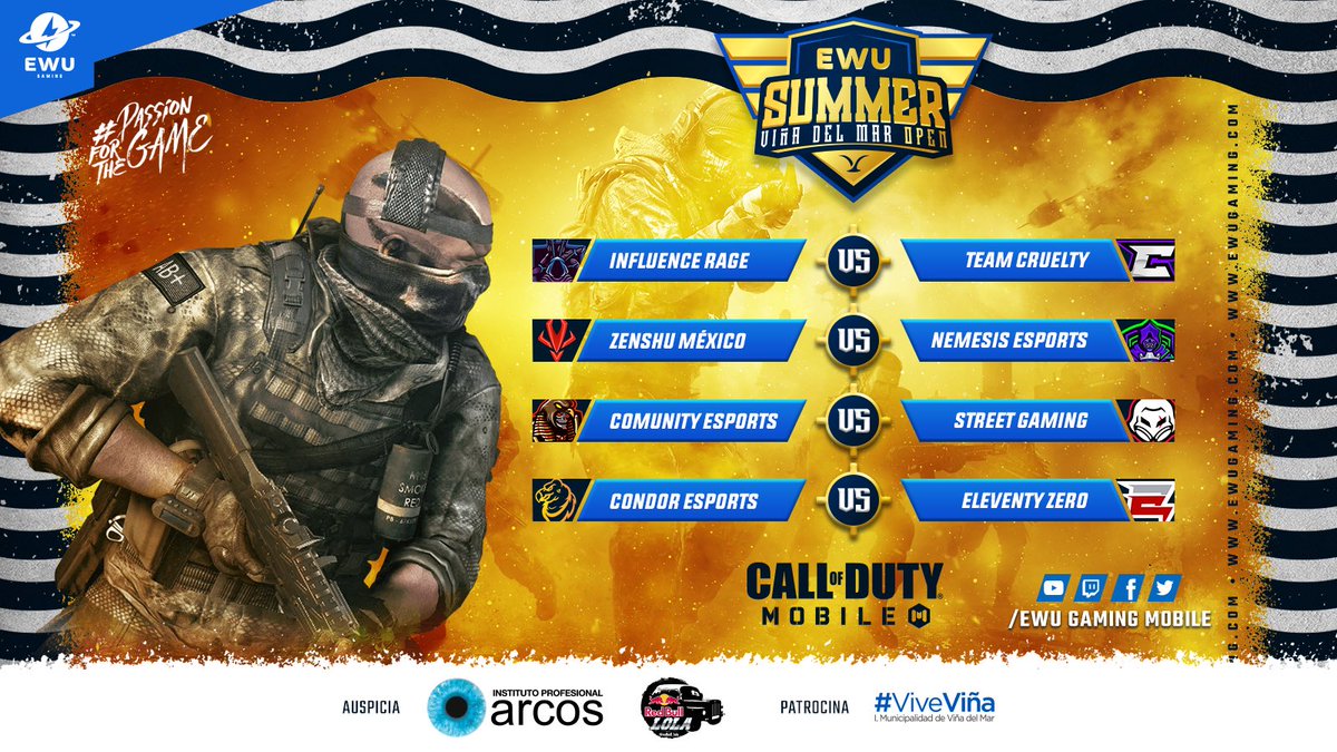 EWU⚡️Gaming (@ewugamingmobile) on Twitter photo 📣Hoy desde las 19:30 #CoDMobile
🤩Se viene el segundo grupo buscando la clasificación a los cuartos de final de la EWU⚡️Summer #VinadelMar Open
🏃🏻♂️Me comentan por interno que los equipos ya están calentando a puro Jumpshot 😂
@InstitutoArcos <a href="/redbullgaming/">Red Bull Gaming</a> <a href="/vinadelmar/">Municipio de Viña del Mar</a> 📣Hoy desde las 19:30 #CoDMobile
🤩Se viene el segundo grupo buscando la clasificación a los cuartos de final de la EWU⚡️Summer #VinadelMar Open
🏃🏻♂️Me comentan por interno que los equipos ya están calentando a puro Jumpshot 😂
@InstitutoArcos <a href="/redbullgaming/">Red Bull Gaming</a> <a href="/vinadelmar/">Municipio de Viña del Mar</a>