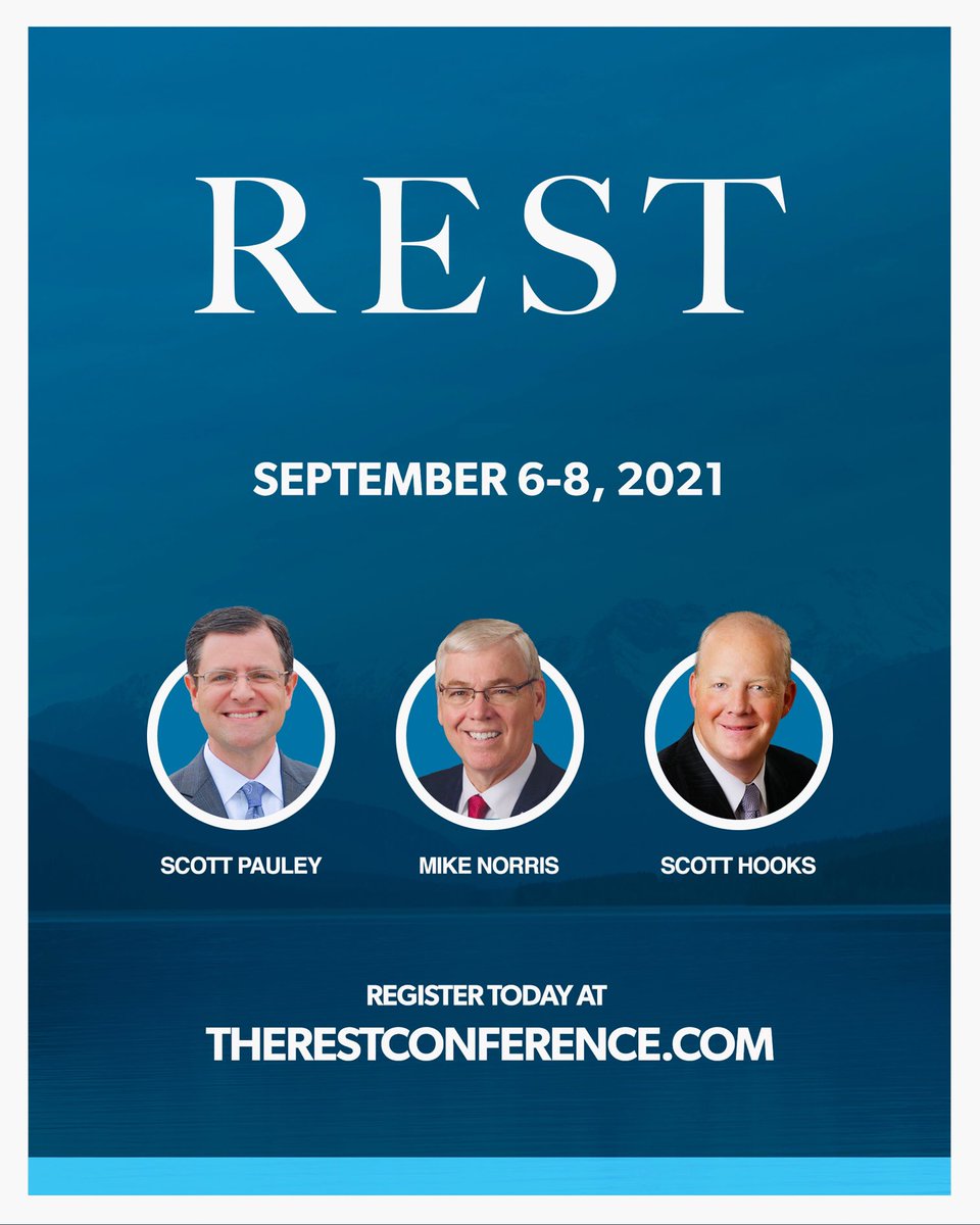 We invite you to join ⁦<a href="/Scott_Pauley/">Scott Pauley</a> ⁩; <a href="/scotthooks9/">Scott Hooks</a> ; and our guest, ⁦<a href="/FRBC_Pastor/">Pastor Mike Norris 🇺🇸</a>⁩ this September 6-8 for therestconference.com
