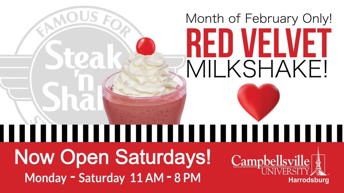 food_cu's tweet photo. Swing by this month to give our Red Velvet milkshake a try! https://t.co/2hFw7LOIlx