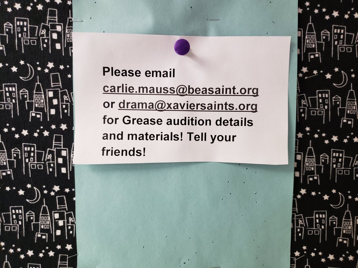 Hey Saints! Did you hear the word? Grease is the word! (Again!) Email Carlie Mauss or the Xavier Drama email for audition info and materials!