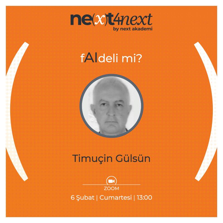 nextakademi's tweet photo. #Next4Next’de bu hafta, Timuçin Gülsün ile “AI” faydalı mı? Neye iyi gelir? Ne kadar deli? Zekanın yapayı makbul müdür? Ve yapay zeka hayatımızı nasıl etkiliyor? sorularının cevaplarını konuşacağız.
#nextakademi #artificialintelligence #ai #yapayzeka https://t.co/SONhhJA8hK