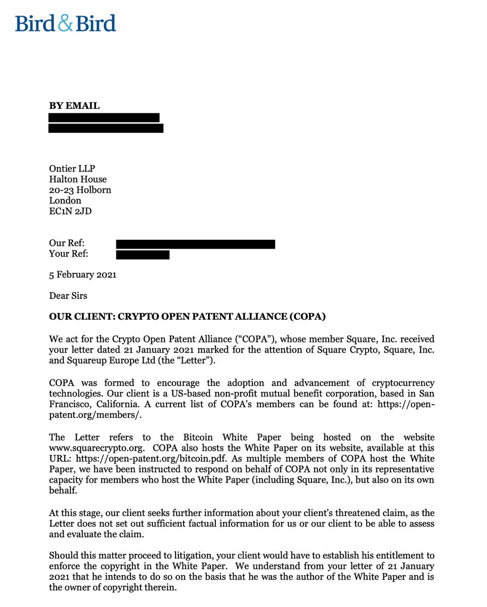 COPA stands for an open financial system and was formed to remove barriers  that stifle innovation. We are hosting the Bitcoin whitepaper and stand  with our members and the crypto community to