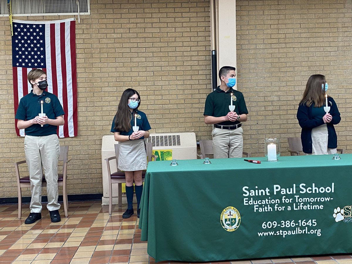 StPaulSchoolbur's tweet photo. Today we celebrated the induction of new members and officers to our NJHS chapter! We are so proud of our students who have worked hard for this honor. #stpaulstrong 📚📓 https://t.co/6LBtxew2Fx