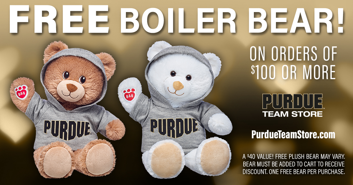 PurdueTeamStore's tweet photo. Check out this Deal for your Valentine: A Free Boiler Bear with $100+ purchase! 🧸💕

Shop at: https://t.co/xxGPzniQgM https://t.co/LqSHr3KttI