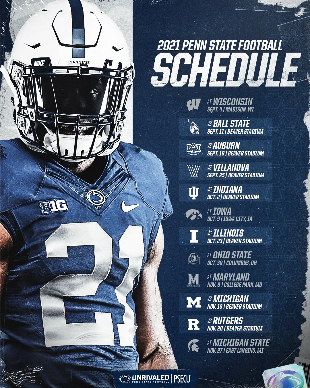 Penn State Football on Twitter "The 2021 Penn State Football Schedule