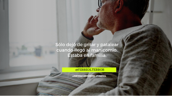 FerreolTerror's tweet photo. Mi #microrrelato elegido del #juevesconcuento de @escuelacursiva 

#microcuentos #queleer #libro #novela #recomiendoleer #LibrosRecomendados #MueranDeSuspenso #Cuenterror #PsicoCuento #HorrorFan #FelizViernes #quote #letras #frasesdiarias #cursivateaconseja #cursiva #escritura https://t.co/b9Mey9kuYr