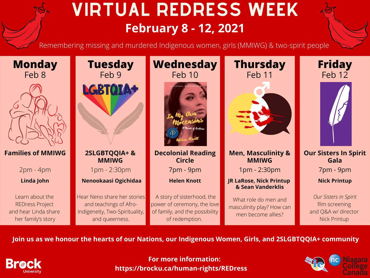 The annual REDress project raising awareness about missing and murdered Indigenous women, girls, and 2SLGTBQQIA people is going virtual this year with a week of online events from February 8th to 12th, organized through a collaboration between Brock University and Niagara College