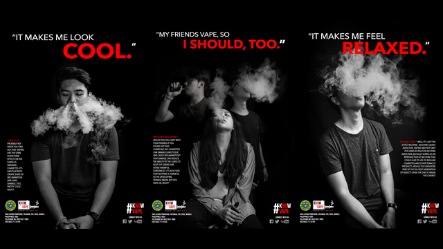 (19) These organizations use images of children, puppets and cartoon characters vaping. They inform teens "all your friends are doing it" and "they come in yummy flavors." Next example: From a  @BloombergDotOrg-funded anti-tobacco NGO in The Philippines.