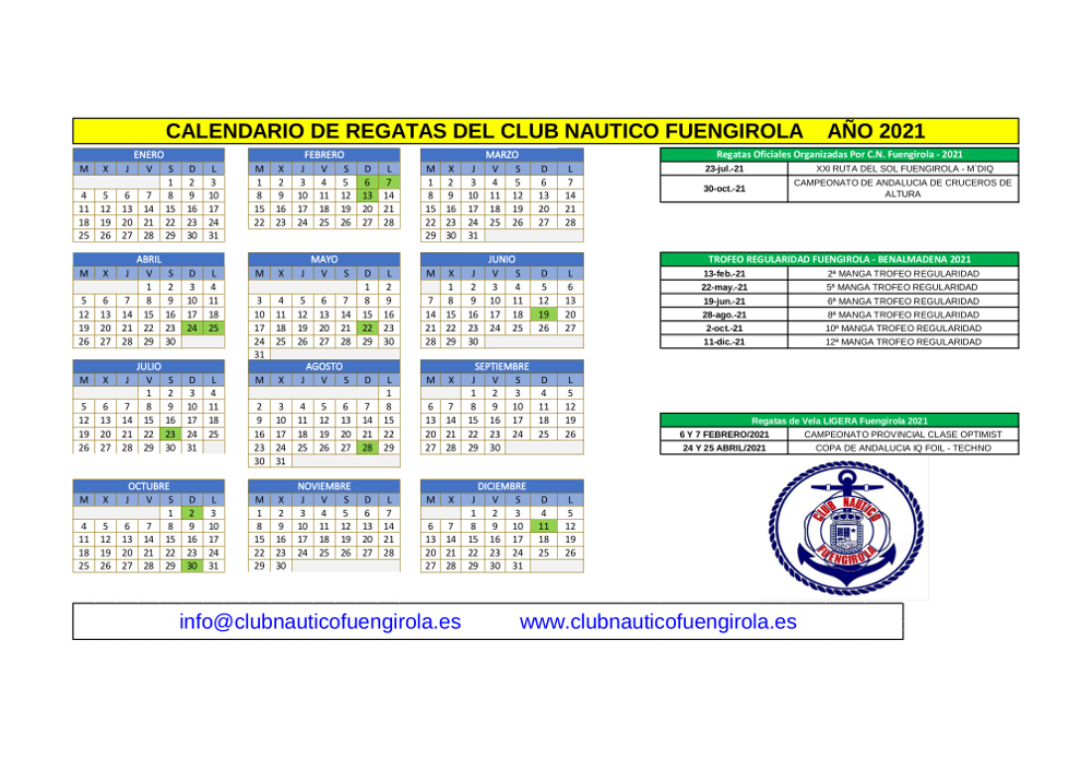 Cambios en el Calendario de Regatas para este 2021. La prueba  del Trofeo Regularidad de la Clase Cruceros, prevista inicialmente para el día  15 de mayo pasará a celebrarse el día 22. #regatas #Vela #deportenáutico 
clubnauticofuengirola.es/calendario-de-…