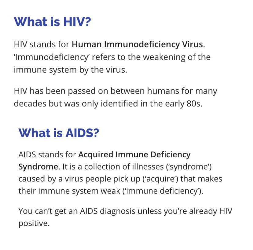 Google search: “HIV vs AIDS” — 700% increase since  #ItsASin.Answer: HIV is the virus. AIDS is a collection of illnesses resulting from a weakened immune system caused by untreated HIV. They are not the same.In the UK today it’s people living with HIV, not “AIDS patient”.