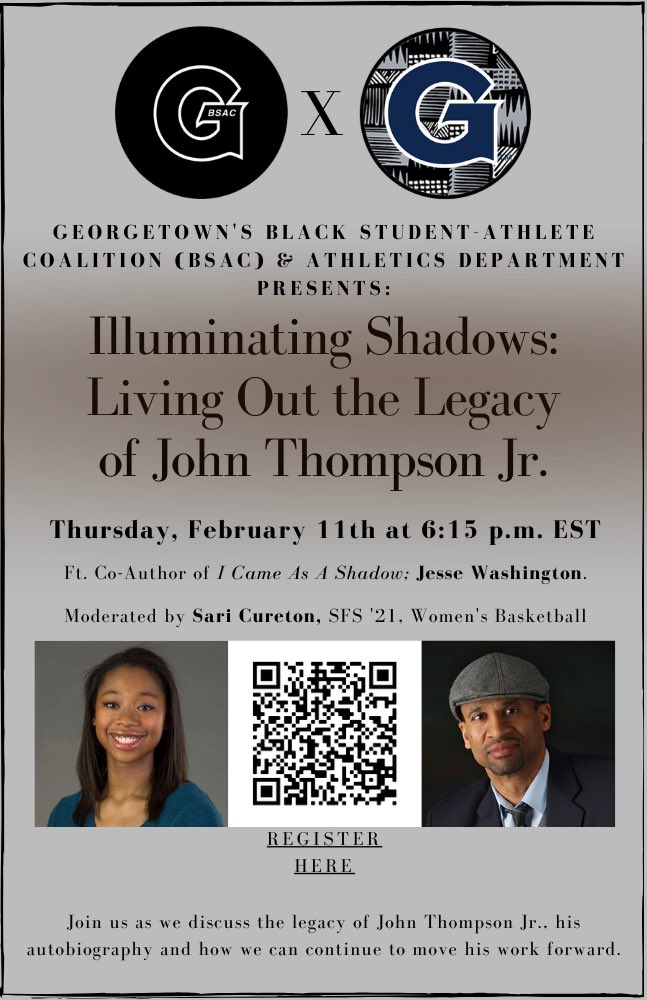 All student-athletes are encouraged to attend this virtual event next Thurs. at 6:15PM ET! The program will be moderated by BSAC Member, Big East SAAC rep, and Women's BB Player Sari Cureton SFS '21, and will feature ESPN's Jesse Washington. Register here: bit.ly/3pTGar0