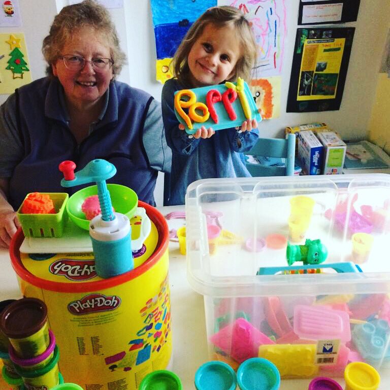 Chaps has been busy helping Poppy learn to spell her name with play dough! She sends her love to you all xxx