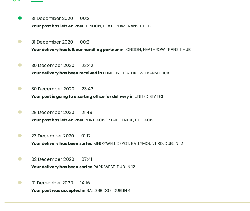 StevenFarrellPC's tweet photo. I posted this parcel which cost almost (€100.00 to post) with #anpost on December 1st and it's no where to be seen and hasn't arrived! @Postvox @USPSHelp @EamonRyan https://t.co/CbT0XLDWup